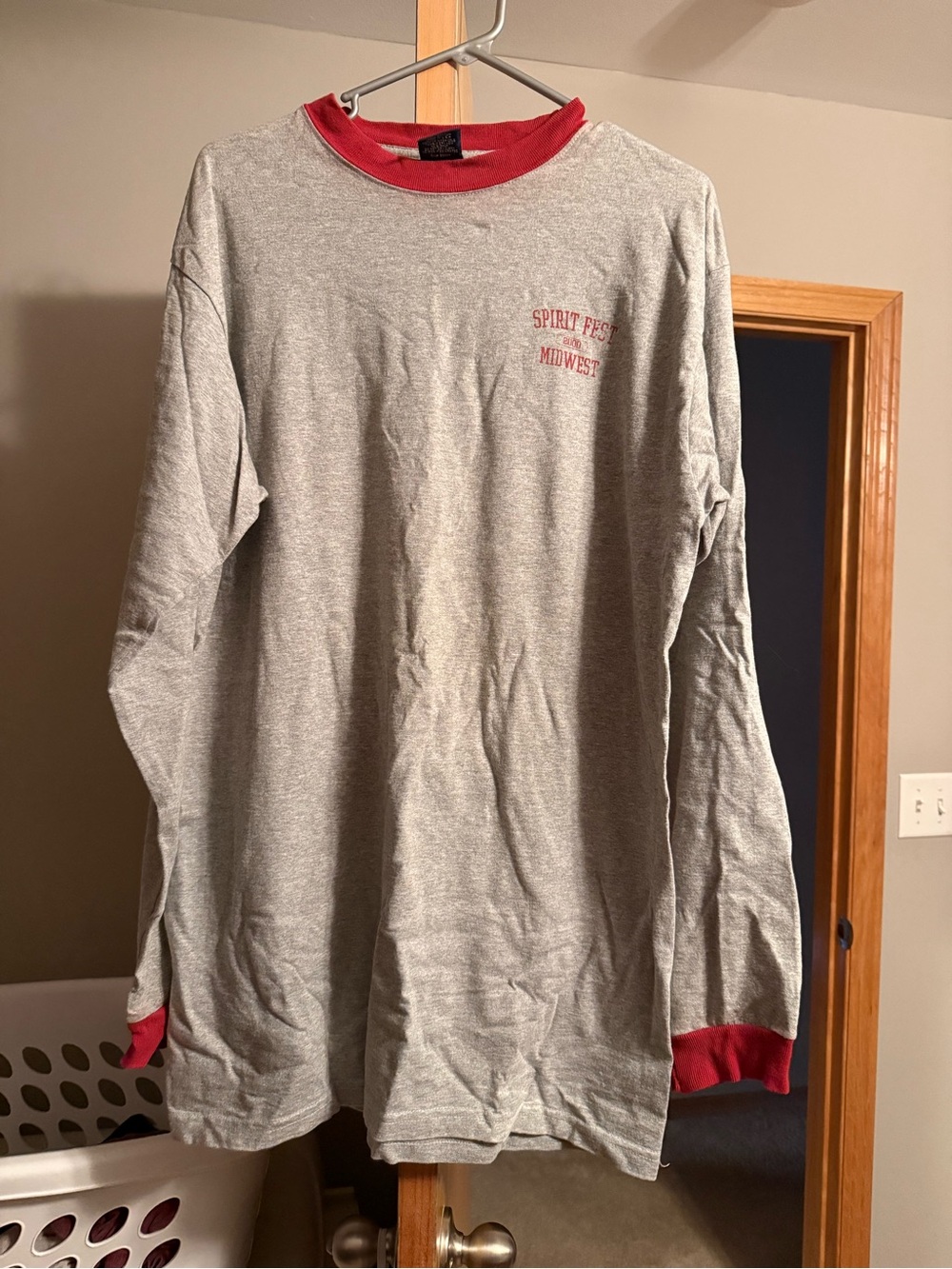 Spirit Fest-Midfest 2000 Gray Long Sleeve Ringer Tee with Red Trim - Unbranded